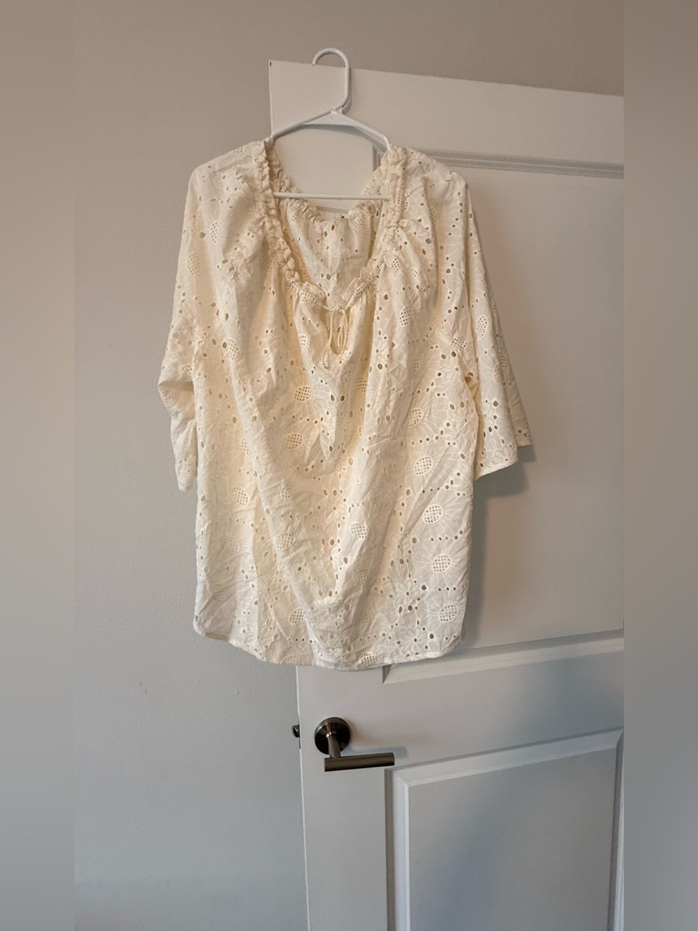 Ruby Rd. Cream Eyelet Peasant Blouse - Picture 1 of 6